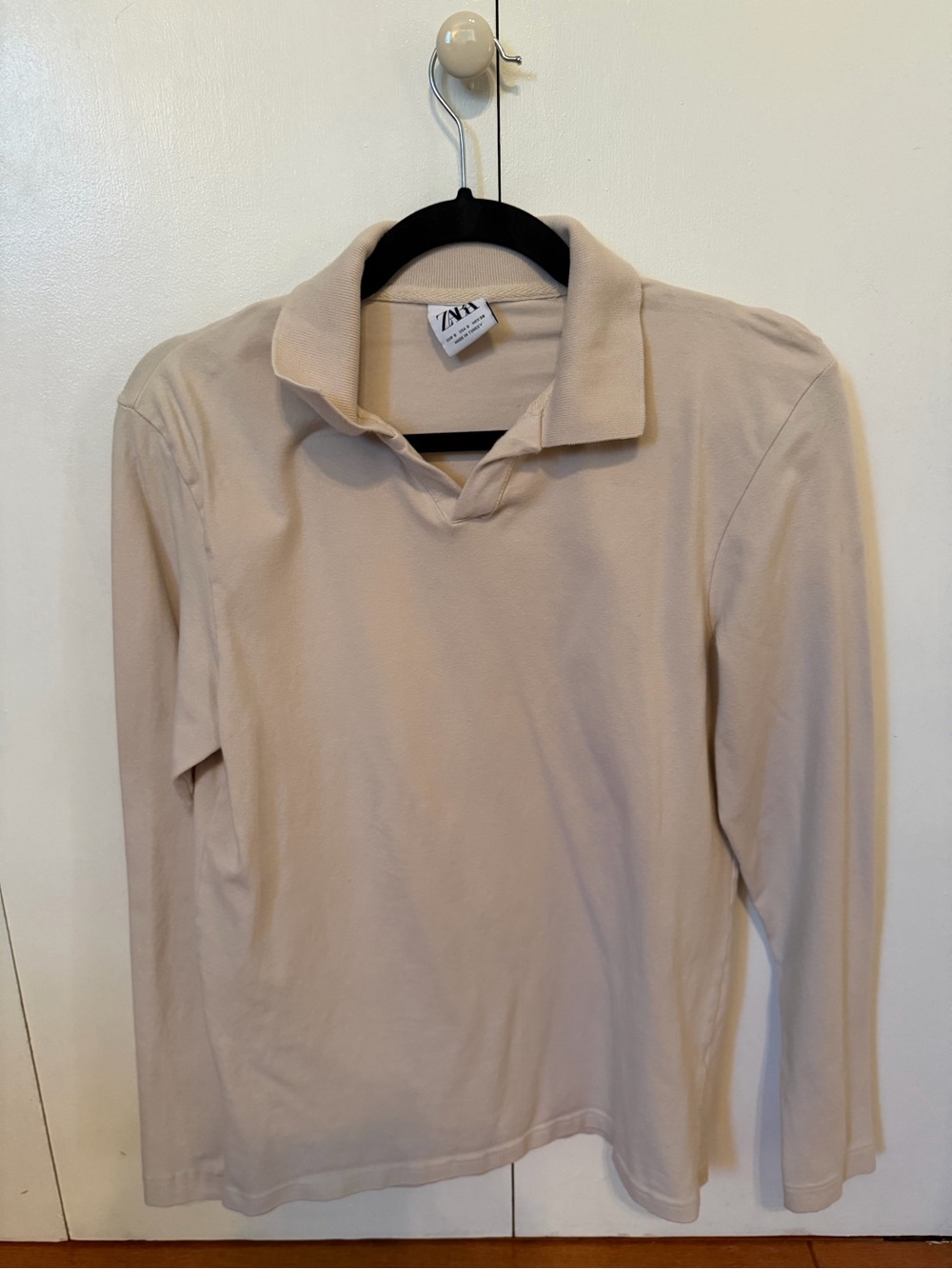 Zara Cream Collared Long Sleeve Top